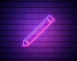 a pen outline icon. Elements of Education in neon style icons. Simple icon for websites, web design, mobile app, info graphics isolated on brick wall vector