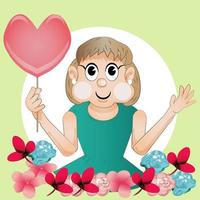 Cartoon Valentine Girl vector