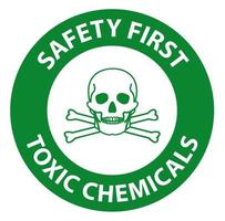 primer signo de símbolo de productos químicos tóxicos de seguridad sobre fondo blanco vector