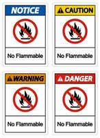 Warning No Flammable Symbol Sign On White Background vector