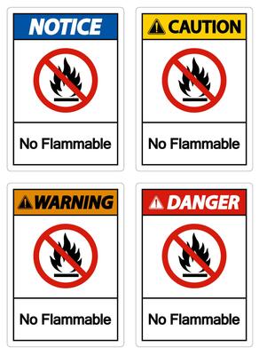 Warning No Flammable Symbol Sign On White Background