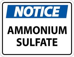 Notice Ammonium Sulfate Symbol Sign On White Background vector