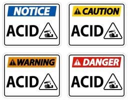 Label Acid Warning Sign On White Background vector