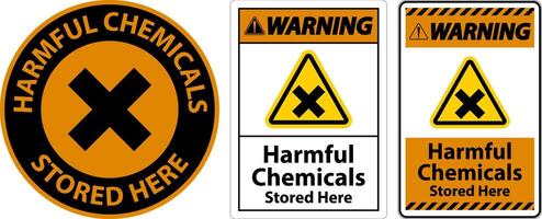 Warning Harmful Chemicals Stored Here Sign On White Background vector