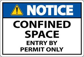 Notice Confined Space Entry By Permit Only Sign vector