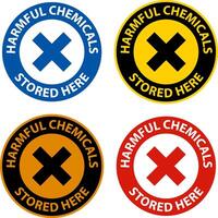 Harmful Chemicals Stored Here Sign On White Background vector