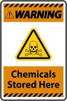 Warning Chemicals Stored Here Sign On White Background vector