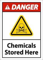 Danger Chemicals Stored Here Sign On White Background vector