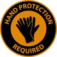 Señal de advertencia de protección de manos requerida sobre fondo blanco. vector