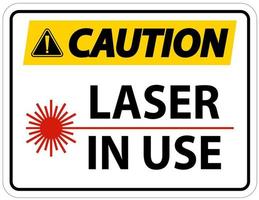 precaución láser en uso signo de símbolo sobre fondo blanco vector