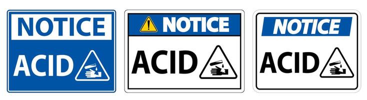 Label Acid Notice Sign On White Background vector