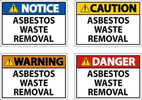 Danger Asbestos Waste Removal Sign On White Background vector