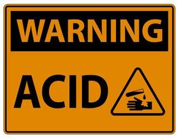 Label Acid Warning Sign On White Background vector