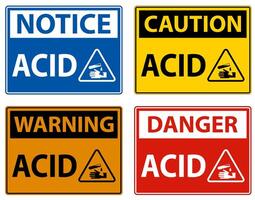 Label Acid Warning Sign On White Background vector