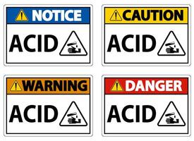 Label Acid Warning Sign On White Background vector