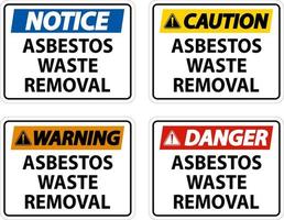 Danger Asbestos Waste Removal Sign On White Background vector