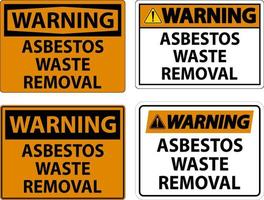 Warning Asbestos Waste Removal Sign On White Background vector