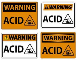 Label Acid Warning Sign On White Background vector