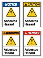 Precaución signo de símbolo de peligro de asbesto sobre fondo blanco. vector