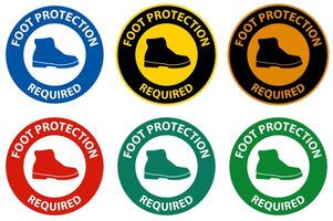 Caution Foot Protection Required Wall Sign on white background vector