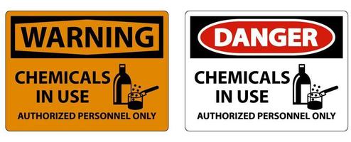 peligro, productos químicos, en uso, símbolo, señal, blanco, plano de fondo vector