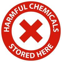 Peligro productos químicos nocivos almacenados aquí firmar sobre fondo blanco. vector