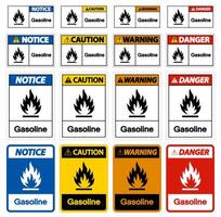 signo de símbolo de gasolina de peligro sobre fondo blanco vector