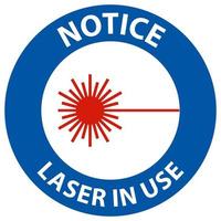 aviso láser en uso signo de símbolo sobre fondo blanco vector