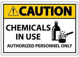 Caution Chemicals In Use Symbol Sign On White Background vector