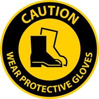 Caution Wear Protective Footwear Sign On White Background vector