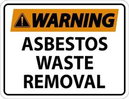 Warning Asbestos Waste Removal Sign On White Background vector