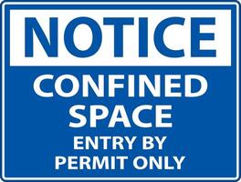 Notice Confined Space Entry By Permit Only Sign vector