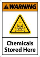 Warning Chemicals Stored Here Sign On White Background vector