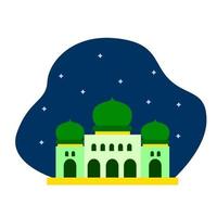 ilustración de mezquita en estilo plano y colorido. diseño para ramadán y festividades islámicas. vector