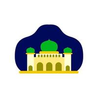 ilustración de mezquita en estilo plano y colorido. diseño para ramadán y festividades islámicas. vector