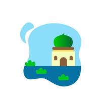 ilustración de mezquita en estilo plano y colorido. diseño para ramadán y festividades islámicas. vector