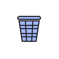 colorful trash can icon with outline . vector