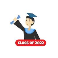 Ilustración de graduación de 2022 en estilo plano. vector