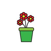 red colorful flower cartoon icon. vector