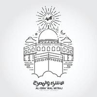 Isra and miraj prophet muhammad doodle hand drawn vector