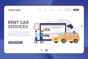 Landing page template online rent car services design concept vector