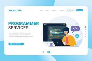 Landing page template programming services design concept vector