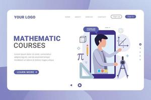 Landing page template mathematic online courses design concept vector