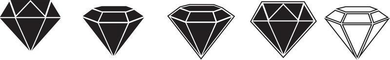 Diamond icons set. Diamonds symbol. Gems collection icon vector