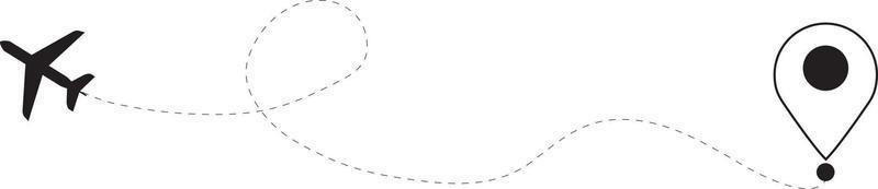 Airplane dotted route line the way airplane. Flying with a dashed line from the starting point and along the path vector