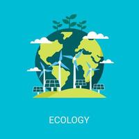 Ecology vector illustration concept in flat style. Suitable for web banners, social media, postcard, presentation and many more.