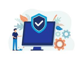 Data protection, computer security, safety internet technology, data secure. Vector illustration suitable for many purposes.