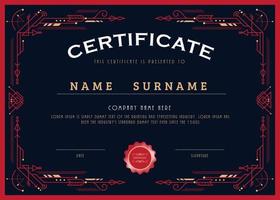 Certificate achievement design line art deco frame border vector template