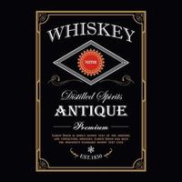whisky borde vintage marco antiguo grabado etiqueta occidental retro ilustración vectorial vector
