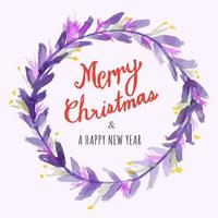 Merry Christmas and Happy New Year Typography vintage Hand Drawn watercolor illustration vector